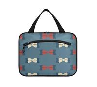 EtherSpher Trousse de toilette à suspendre avec crochet - Nœud rouge et blanc - Trousse de maquillage pour les essentiels de voyage - Maleta para maquillaje L, Nœud rouge et blanc, Large