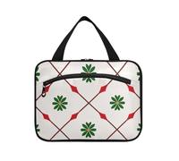 EtherSpher Trousse de toilette à suspendre avec motif flèche à carreaux rouges et verts pour femme avec crochet, trousse de toilette portable design à suspendre pour femme, indispensable pour les