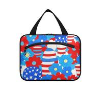 EtherSpher Trousse de toilette à suspendre pour femme avec crochet, motif fleurs rouges et bleues du 4 juillet, trousse de toilette compacte pour voyageur toilette estuche para guardar maquillaje L, 4