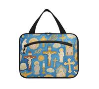 EtherSpher Trousse de toilette à suspendre pour femme avec crochet, trousse de rasage unisexe pour voyage, voyage essentiel, bolso para maquillaje L, Art peinture à l'huile église bleu, Large