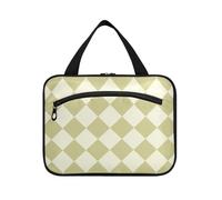 EtherSpher Trousse de toilette à suspendre pour homme avec crochet, étui chic design pour articles de toilette pour voyageurs bolsas para maquillaje de mujer L, Grille beige kaki, Large