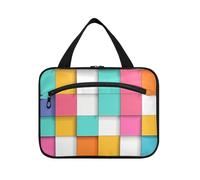 EtherSpher Trousse de toilette carrée colorée à suspendre avec crochet, trousse de maquillage matelassée multifonctionnelle pour papa, sac à dos, porta cosmeticos mujer para cartera L, Carré de