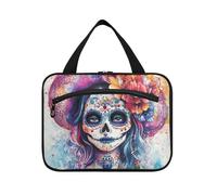 EtherSpher Trousse de toilette de voyage à suspendre avec crochet, motif Mexican Day of Dead Beautiful Lady - Trousse de maquillage chic pour femme - Bolsa para guardar maquillaje L, Mexican Day of