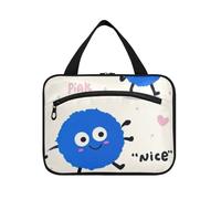 EtherSpher Trousse de toilette de voyage à suspendre avec crochet, motif monstre bleu, sac à goûter essentiel pour femme porta cosmeticos mujer para cartera L, Dessin animé mignon monstre bleu, Large