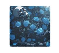 EtherSpher Trousse de toilette de voyage autocollante en tissu pour maquillage Motif roses bleues 55 x 55 cm, Mourir entouré de roses bleues, 21.7x21.7in