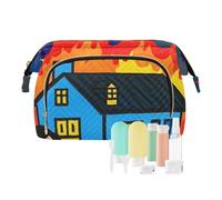 EtherSpher Trousse de toilette de voyage étanche à suspendre avec inscription « I Sleep When House Is on Fire », Je dors quand la maison est en feu, 1 size
