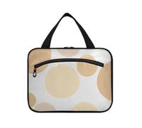 EtherSpher Trousse de toilette de voyage ronde beige abstrait à pois colorés pour femme avec crochet, kit de rasage tendance pour voyageurs, sac à dos, porta cosmeticos mujer para cartera L, Motif à