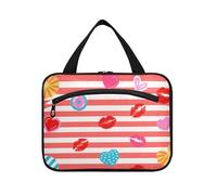 EtherSpher Trousse de toilette d'été à suspendre avec crochet, motif cœur et lèvre, rouge et blanc, avec crochet, accessoires de créateur, trousse à médicaments pour voyageurs, travail, cartera para