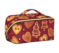 EtherSpher Trousse de toilette « Merry Christmas Love » rouge avec séparateurs étanches et fermeture éclair verticale autoportante
