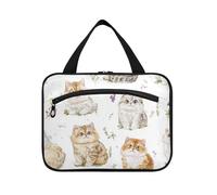 EtherSpher Trousse de toilette Selkirk Rex Cats blanche à suspendre avec crochet, trousse de maquillage extensible pour croisière, voyage, travail, organisateur de maquillage para L, Dessin animé