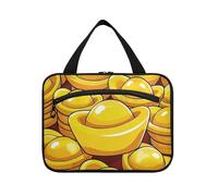 EtherSpher Trousse de voyage à suspendre pour articles de toilette avec crochet, trousse de maquillage étanche pour femme - Motif lingots dorés - Bolsa para guardar maquillaje L, Lingots d'or