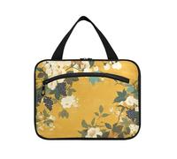 EtherSpher Ukiyo-e Style Flower and White Grape Vines Yellow Conteneurs de voyage à suspendre pour articles de toilette avec crochet, trousse de maquillage design chic pour femme camping porta