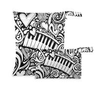 EtherSpher Valentine Music Patterns Safari Lot de 2 sacs étanches pour maillot de bain avec poignées pour voyage, plage