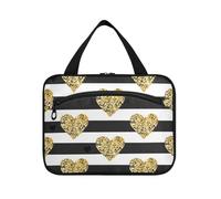 EtherSpher Valentine Romantique Golden Love à suspendre de grande capacité cosmétique de voyage avec crochet, sac de rangement de maquillage chic pour femme sac à dos bolso para maquillaje L