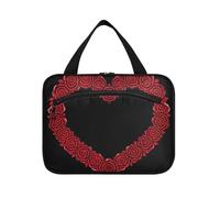 EtherSpher Valentine Sac à suspendre Motif roses d'amour rouges pour femme avec crochet, accessoires de créateur, trousse de maquillage matelassée pour voyage, salle de bain, bolsa para maquillaje L