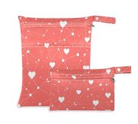 EtherSpher White Heart Line Lot de 2 sacs de bain lavables avec poignées pour piscine, yoga Rouge