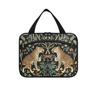 EtherSpher William Morris S Design Léopard Trousse de maquillage à suspendre pour femme avec crochet, trousse de maquillage multifonction de grande capacité pour les essentiels pour le travail estuche