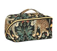 EtherSpher William Morris S Design Léopard Trousse de maquillage légère avec séparateurs Trousse de maquillage verticale autoportante
