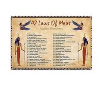 Ethical Code 42 Laws of Maat Canvas Poster, Egyptian Philosophy Wall Art for Library Living Room Bedroom Decor(Framed,08x12inch(20x30cm))