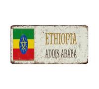 Ethiopia-Addis-Abeba - Plaque en métal vintage pour extérieur - Souvenir de campagne nationale - Décoration de grotte d'homme de route - Pour café, bar, magasin, maison - 15,2 x 30,5 cm