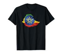 Éthiopie - frontière nationale dans le drapeau national T-Shirt