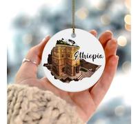 Éthiopie Ornements à suspendre Motif horizon Peinture de la ville Décoration de Noël Décoration d'intérieur Décoration d'intérieur Pendentif en céramique personnalisée pour voisins amis
