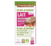 ETHIQ. Chocolat Bio Lait Noisette Nougatine 100g, une gourmandise saine et responsable- Lot De 4