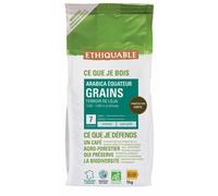 Ethiquable Café en grains Equateur Bio et équitable, arabica d'altitude - Intensité 7 - Sachet de 1 kg