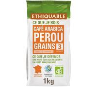ETHIQUABLE - Café en Grains Pur AraBIa Bio du Pérou, Arôme Intense et Rondeur Naturelle (1 kg) - Le lot de 2