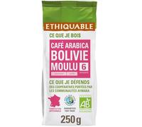 ETHIQUABLE - Café Moulu Pur Arabica Bolivie Bio - Torréfié - le paquet de 250g - Le Lot De 4