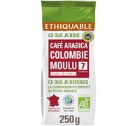 ETHIQUABLE - Café Moulu Pur Arabica Colombie Bio | Savoureux et onctueux | Idéal pour un moment gourmand | le paquet de 250g | LOT DE 3
