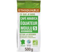 ETHIQUABLE - Café Moulu Pur Arabica Equateur Bio Commerce Équitable - Torréfié en France - le paquet de 500g - Le Lot De 4