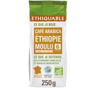ETHIQUABLE - Café Moulu Pur Arabica Moka Ethiopie Bio | Saveurs onctueuses et gourmandes | Idéal pour une pause café | le paquet de 250g | LOT DE 3