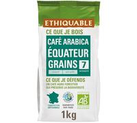 ETHIQUABLE - Café Pur AraBIa Équateur Bio, Arôme Intense et Authentique, Grains 1kg - Le lot de 2