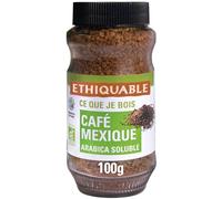 ETHIQUABLE - Café Soluble Arabica Lyophilisé Mexique Bio - Cultivé en Agroforesterie - le pot de 100g - Le Lot De 2