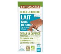 ETHIQUABLE - Chocolat Au Lait Noix De Coco 100G - Lot De 4 - Vendu Par Lot