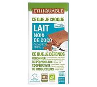 ETHIQUABLE - Chocolat Au Lait, Noix De Coco Gourmande, 100g - Lot De 4