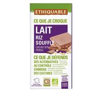 Ethiquable Chocolat Lait Riz Soufflé Bio Tablette - 100 g