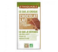 ETHIQUABLE - Chocolat Lait Tendre Et Fondant Nature Bio 100G - Lot De 4 - livraison offerte
