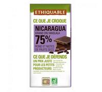 ETHIQUABLE - Chocolat Noir 75% Cacao Du Nicaragua Bio 100G - Lot De 4 - livraison offerte