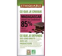 Ethiquable Chocolat Noir 85% Cacao Madagascar, Lot de 5