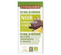 ETHIQUABLE - Chocolat Noir Gingembre Bio, 100g - Lot De 4