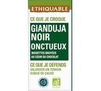 ETHIQUABLE - Chocolat Noir Onctueux Gianduja Bio, Saveur Intense et Fondante (Tablette 100g) - Le lot de 4