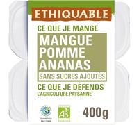 ETHIQUABLE - Compote Mangue Pomme Ananas Sans Sucre Ajouté Bio - Sans Conservateur - les 4 pots de 100g - Le Lot De 4