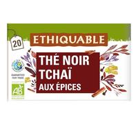 ETHIQUABLE - Délice Épicé au Thé Noir Darjeeling Bio, Infusion Chaleureuse et Aromatique (20 sachets) - Lot de 4 - vendu par Lot