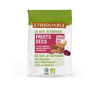 Ethiquable Fruits secs Bio sans sel - Mélange Cajoux, amandes, raisins, noisettes, cranberry - 100 g