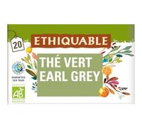 ETHIQUABLE - Infusion Bio Thé Vert Earl Grey, Saveur Fleurie et Authentique, Boîte 36g - Lot De 4