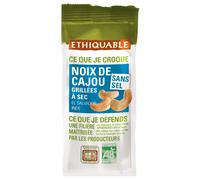 Ethiquable Noix de cajou Bio et équitable grillées sans sel - Sachet de 100 g
