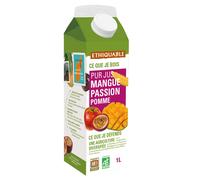 Ethiquable Pur jus de fruit mangue pomme passion Bio et équitable 1 L - Lot de 8