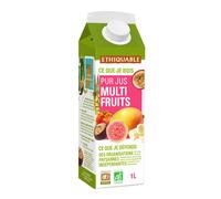 Ethiquable Pur Jus multifruits Bio et équitable - Lot de 8 briques 1L